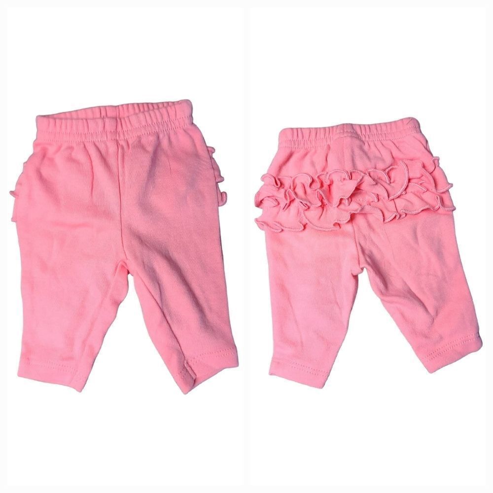 Carter's Preemie Baby Girl Pink Ruffle Bottoms Newborn Knit Sweat Pants Pull-On